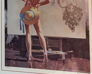 Signed Litho Robert Sarsony  Model with a Bonnet Lithograph Print	Frame: 25x29in Art: 24x18in	
