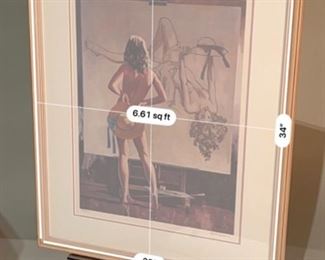 Signed Litho Robert Sarsony  Model with a Bonnet Lithograph Print	Frame: 25x29in Art: 24x18in	
