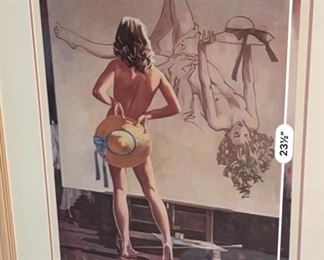 Signed Litho Robert Sarsony  Model with a Bonnet Lithograph Print	Frame: 25x29in Art: 24x18in	
