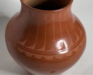 Juan Tafoya San Ildefonso Pueblo Pottery 1987 Red Native American Pot	11.75in H x 10.5in diameter	
