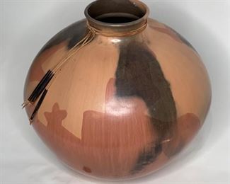 Native American Pottery with Horn Tassels Signed 1291	12.5in H x 12in Diameter	
