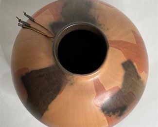 Native American Pottery with Horn Tassels Signed 1291	12.5in H x 12in Diameter	
