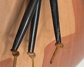 Native American Pottery with Horn Tassels Signed 1291	12.5in H x 12in Diameter	
