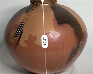 Native American Pottery with Horn Tassels Signed 1291	12.5in H x 12in Diameter	
