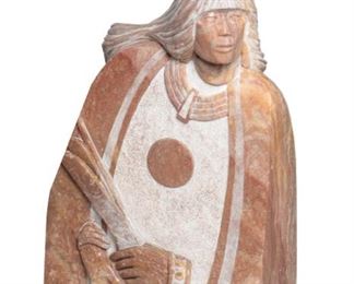 Lg Oreland C Joe Navajo Carved Stone Sculpture OC Native American Alabaster	31x20x8in	HxWxD
