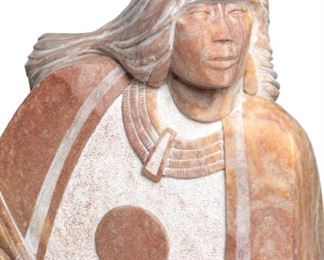 Lg Oreland C Joe Navajo Carved Stone Sculpture OC Native American Alabaster	31x20x8in	HxWxD
