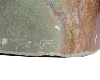 Lg Oreland C Joe Navajo Carved Stone Sculpture OC Native American Alabaster	31x20x8in	HxWxD
