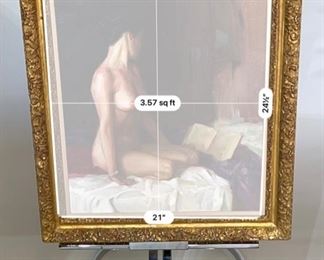 Original Art Kang Cho Model Reading Oil Painting  Nude	Frame: 29.75x25.75 Art: 24x20in	
