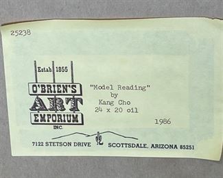 Original Art Kang Cho Model Reading Oil Painting  Nude	Frame: 29.75x25.75 Art: 24x20in	
