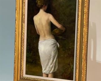 Original Art Wilson J Ong Nude Oil Painting	Frame: 30.5x22.5in. Art: 24x16in	
