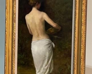 Original Art Wilson J Ong Nude Oil Painting	Frame: 30.5x22.5in. Art: 24x16in	

