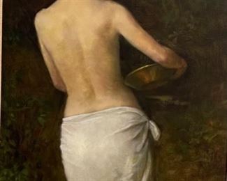 Original Art Wilson J Ong Nude Oil Painting	Frame: 30.5x22.5in. Art: 24x16in	
