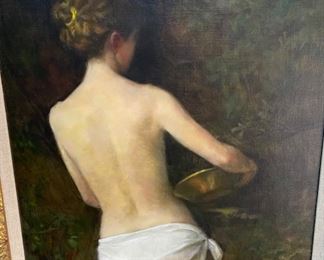Original Art Wilson J Ong Nude Oil Painting	Frame: 30.5x22.5in. Art: 24x16in	
