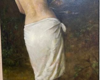 Original Art Wilson J Ong Nude Oil Painting	Frame: 30.5x22.5in. Art: 24x16in	
