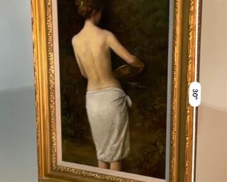 Original Art Wilson J Ong Nude Oil Painting	Frame: 30.5x22.5in. Art: 24x16in	
