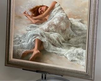 Original Art Joyce O'Brien Study in Lace 1983  Painting	Frame: 37.5x43.75. Art: 30x36in	
