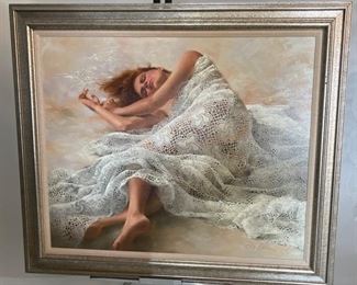Original Art Joyce O'Brien Study in Lace 1983  Painting	Frame: 37.5x43.75. Art: 30x36in	
