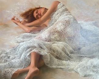 Original Art Joyce O'Brien Study in Lace 1983  Painting	Frame: 37.5x43.75. Art: 30x36in	
