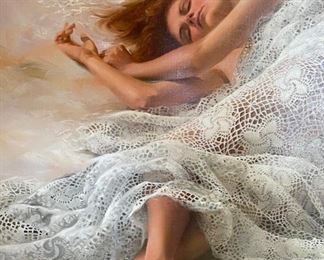 Original Art Joyce O'Brien Study in Lace 1983  Painting	Frame: 37.5x43.75. Art: 30x36in	
