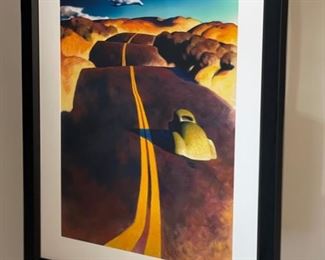 Signed ZZ Wei Litho Print lithograph Road of America  Zhao Bai Wei Z.Z.	Frame: 37.5x30.5in. Art:28x21im	