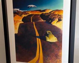 Signed ZZ Wei Litho Print lithograph Road of America  Zhao Bai Wei Z.Z.	Frame: 37.5x30.5in. Art:28x21im	