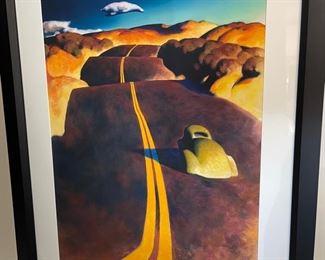 Signed ZZ Wei Litho Print lithograph Road of America  Zhao Bai Wei Z.Z.	Frame: 37.5x30.5in. Art:28x21im	
