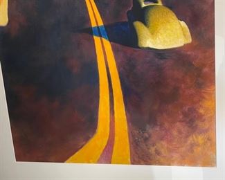 Signed ZZ Wei Litho Print lithograph Road of America  Zhao Bai Wei Z.Z.	Frame: 37.5x30.5in. Art:28x21im	