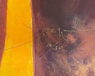 Signed ZZ Wei Litho Print lithograph Road of America  Zhao Bai Wei Z.Z.	Frame: 37.5x30.5in. Art:28x21im	