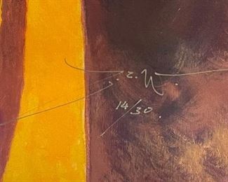 Signed ZZ Wei Litho Print lithograph Road of America  Zhao Bai Wei Z.Z.	Frame: 37.5x30.5in. Art:28x21im	