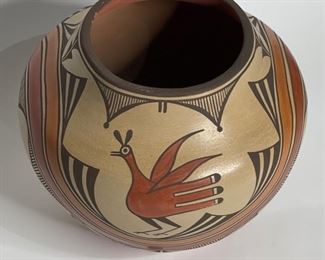 Sofia Medina Zia Pueblo  Polychrome Pot  Native American Pottery Birds	11.5in H x 12in Diameter at widest point	
