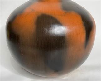 Studio Made Native American  Feather & Bone Tassel  Pot Pottery	13in H x 12.75in Diameter	
