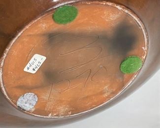 Studio Made Native American  Feather & Bone Tassel  Pot Pottery	13in H x 12.75in Diameter	
