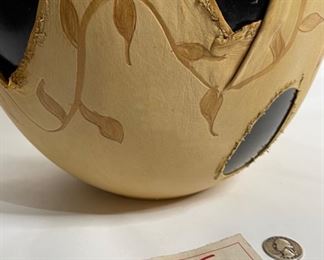 Studio Made Native American Leather Wrapped Pot Pottery	15.5in H x 12in Diameter	
