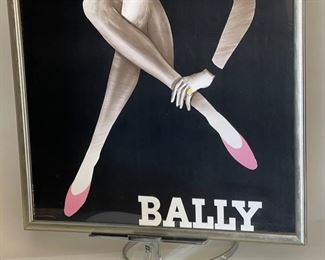 Vintage Original Bernard Villemot Bally  Femme Blonde  Framed Lithographic Poster IMR IPA 94500 Champigny  La femme en noir.	Frame: 65x49.25x1in	HxWxD
