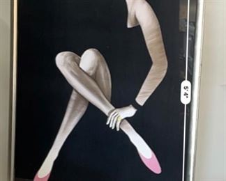 Vintage Original Bernard Villemot Bally  Femme Blonde  Framed Lithographic Poster IMR IPA 94500 Champigny  La femme en noir.	Frame: 65x49.25x1in	HxWxD
