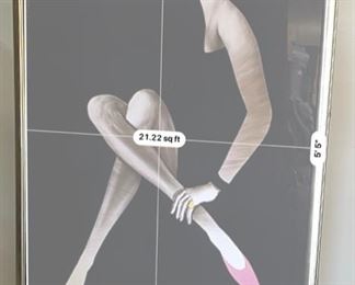 Vintage Original Bernard Villemot Bally  Femme Blonde  Framed Lithographic Poster IMR IPA 94500 Champigny  La femme en noir.	Frame: 65x49.25x1in	HxWxD
