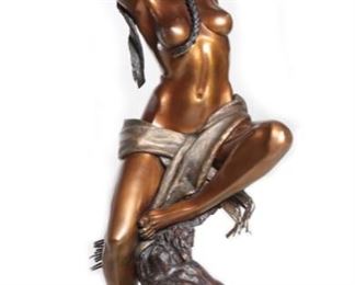 Life Size Summer Morning Austin Barton Bronze Sculpture Native American Woman	53x22x22in	HxWxD
