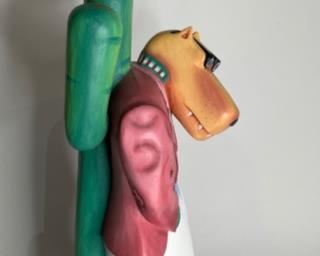 Markus Pierson Dreaming of Her Painted Wood Sculpture 1987 134/250 Coyote Series	30.75x13x9.5in	HxWxD
