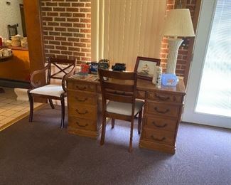 Knee Hole Desk, Side Chairs