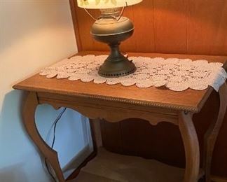 Lamp, Oak Table