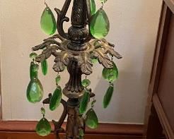 Very Heavy Metal & Green Glass Floor Ashtray,