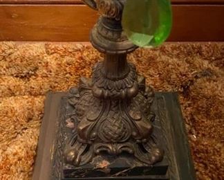 Very Heavy Metal & Green Glass Floor Ashtray,