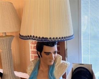 Elvis Chalk Ware Lamp, 45's