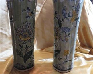 Baum Bros Formalities Green Floral Ceramic Vases