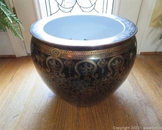 Black and Gold Asian Fishbowl Planter