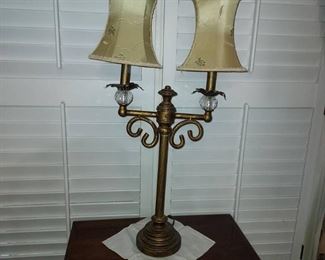 Crackled Gold Double Arm Table Lamp