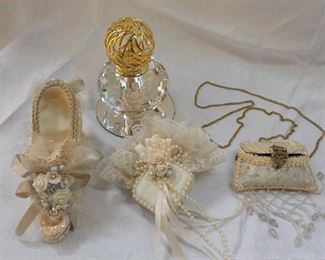 Crystal Incense Burner and 3 Shabby Chic Decor Pieces