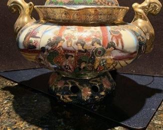 Unique Satsuma Vase Bowl With Lid