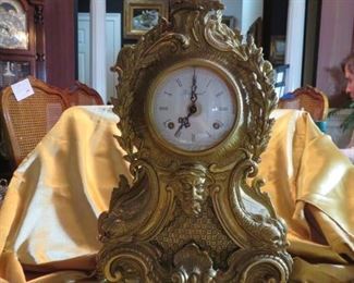 Vintage Imperial Cast Brass Mantle Clock Cherub and Poseidon Brevettato
