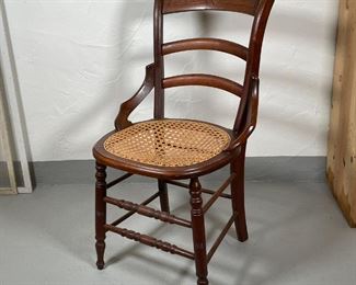 VICTORIAN SIDE CHAIR | Having a caned seat, with walnut inlay; h. 33 x w. 19 x d. 21 in.; seat h. 17-1/2 in. 